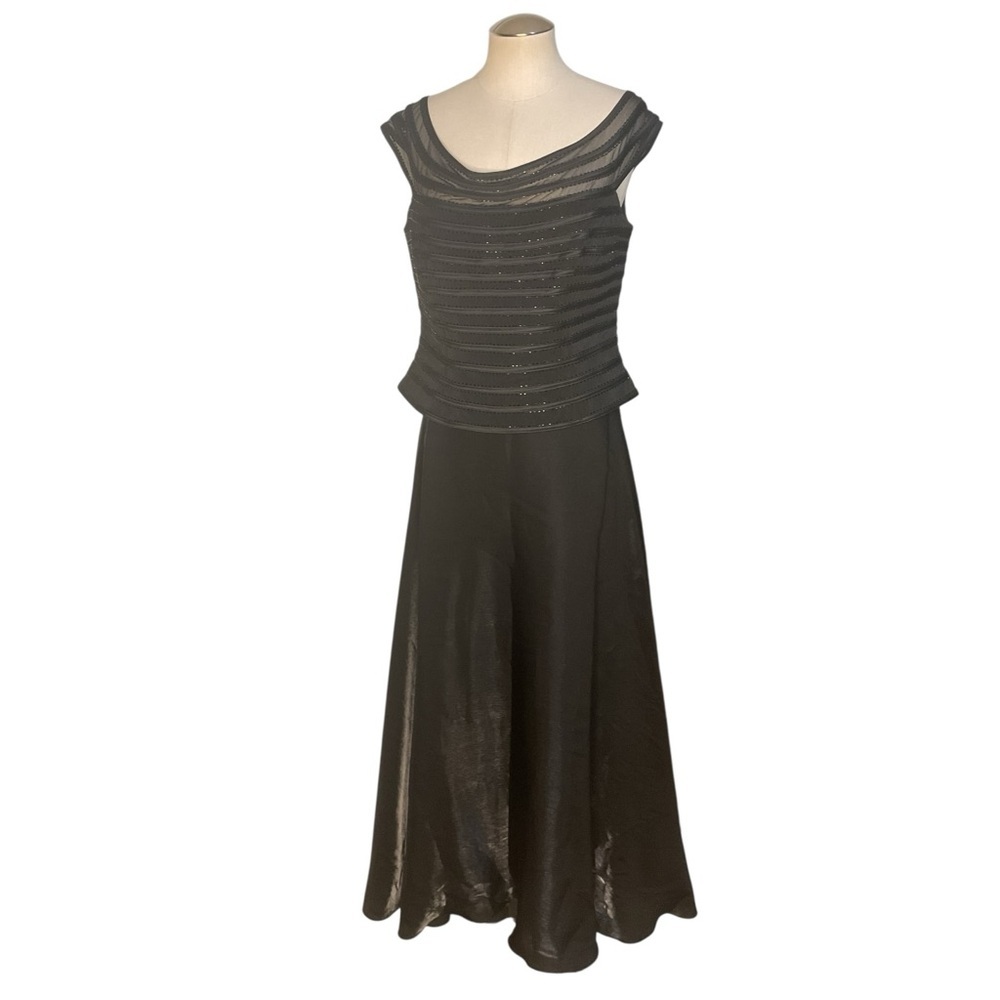 JS Collections Black Two Piece Evening Set Zip Top & Maxi Skirt Size 12 - Picture 2 of 13